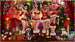 3d 4girls age_difference all_fours arms_up bare_shoulders becarra big_breasts boots bra brown_eyes brown_hair busty canine christmas cleavage curvy daughter detailed_background dress elbow_gloves english_text eyelashes eyeshadow female fingerless_gloves freckles front_view glasses gloves group hat hitomi_kurosawa hourglass_figure human indoors inside leotard long_hair looking_at_viewer makeup mature megumi_kurosawa mihoshi_kurosawa miko_kurosawa milf mother mother_and_daughter multicolored_hair multiple_females multiple_girls open_mouth pose posing red_dress red_gloves room santa_hat shiny shiny_skin short short_hair short_shorts siblings sister sisters skirt small_breasts smiling standing sunglasses teddy_bear text top_hat voluptuous white_hair wide_hips