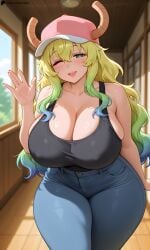ai_assisted ai_generated ass ass big_ass big_breasts big_butt breasts breasts dragon_girl dragon_horns female green_hair huge_ass huge_breasts huge_butt jeans kobayashi-san_chi_no_maidragon lay-oreo lips looking_at_viewer lucoa lucoa_(maidragon) milf multicolored_hair open_mouth patreon patreon_reward quetzalcoatl_(dragon_maid) seductive seductive_look seductive_smile sexy sexy_body shirt smile solo solo_female solo_focus standing tagme thick_ass thick_thighs thighs waving waving_at_viewer