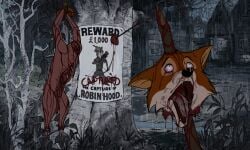 absurdres amputee anthro arrow_(projectile) artist_request blood blood_on_clothes blood_on_face corpse cum cum_in_mouth death decapitation deep_wound disembowelment dismemberment english_text entrails execution exposed_bone exposed_muscle fangs flayed_skin fox furry furry_male guro hanging_from_rope head_on_pike heart_(organ) highres impaled injury intestines legless_amputee male male_death muscles mutilation non-web_source open_mouth organs outdoors poster_(object) robin_hood_(disney_character) robin_hood_(disney_movie) severed_leg severed_limb skinned source_request tongue wanted_poster