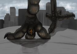 ambiguous_gender anthro avian bird bodily_fluids claws corvid corvus_(genus) crow dirty dirty_feet duo feet foot_fetish foot_focus footprint hi_res oscine outside passerine raven sergal sioninel stuck_to_foot sweat sweaty_feet talas talons toe_claws toes underfoot walking