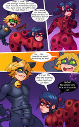 adrien_agreste ass big_breasts big_bulge big_butt bodysuit bulge cat_noir comic english_text erection erection_under_clothes erection_under_clothing female hard_bulge huge_cock ladybug_(character) male marinette_cheng marinette_dupain-cheng markydaysaid miraculous_ladybug open_mouth speech_bubble teenage_boy teenage_girl teenager text tight_clothing tight_fit voluptuous_teen