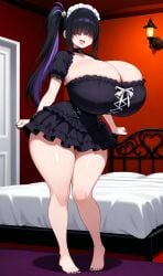 ai_generated black_hair breasts eyes_covered female goth goth_girl huge_breasts lilith_(oc) long_hair purple_hair two_tone_hair