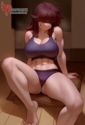 1girls 2d ai_generated ass barefeet big_ass big_breasts breasts closed_eyes deltarune erophoenix feet female female_focus full_body looking_at_viewer midriff navel neutral_expression patreon_username purple_skin reptile scalie solo solo_female susie_(deltarune) sweat thick thick_thighs toes uncensored