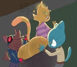 1girls 2020s 2025 2boys 4_fingers accessory age_difference anthro anthro_female anthro_male anthro_on_anthro anthro_only ass ass_grab ass_slap ass_spank bent_arm big_ass big_butt big_ears big_eyes big_mouth_(anatomy) biped bite bite_mark bite_mark_on_butt biting_lip biting_own_lip black_and_white black_text blush blush_lines body_blush bottomwear bottomwear_down bottomwear_pull bubble_ass bubble_butt butt_blush butt_grab butt_slap butt_squish cartoon_network cat_girl cheek_tuft claws clothed clothed_anthro clothed_male clothing clothing_pull color crossover cub curved_eyebrows dat_ass dbaru dialogue digital_drawing_(artwork) digital_media_(artwork) domestic_cat dominant dominant_anthro dominant_male emanata english english_text eyebrows eyelashes eyeless eyewear eyewear_on_head facial_tuft fat_ass fat_butt felid feline feline felis female finger_claws fingerless_gloves fingerpads fingers flash_emanata fran_(litterbox_comics) fur fur_tuft furry furry_female furry_male furry_only glistening glistening_butt gloves goggles goggles_on_head grin group gumball_watterson half-closed_eyes hand_on_another's_butt hand_on_ass hand_on_butt handwear head_tuft head_turned headband heart_after_text heart_symbol heavy_blush hi_res hood hood_down hoodie humanoid_hands intraspecies iris larger_female legs_together litterbox_comics long_eyelashes looking_at_viewer looking_back looking_back_at_viewer looking_down looking_down_at_viewer low-angle_view male male/female male_cub maledom mammal markings mature mature_anthro mature_female mature_woman milf monochrome motion_lines murphy_(ajmarekart) murphy_and_mitzi narrowed_eyes no_pupils no_underwear notched_ear older_female older_female_and_younger_male open_mouth open_smile pants pants_down pants_pull partially_clothed partially_clothed_anthro partially_clothed_female pattern_clothing pattern_shirt pattern_t-shirt pattern_topwear pawpads pointy_ears prick_ears self_bite shirt size_difference slap slapping_ass slapping_butt smaller_male smile snout spanking squish standing straight striped_body striped_clothing striped_fur striped_markings striped_shirt striped_t-shirt striped_tail striped_topwear stripes sweater t-shirt tabby_cat tail tail_markings talking_to_viewer teeth text text_with_heart the_amazing_world_of_gumball thick_thighs thin_eyebrows third-party_edit three-quarter_view tongue topwear trio tuft url webcomic whisker_markings white_heart young young_anthro young_male younger_male