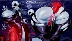 anal boner breasts deltarune erection fem_gaster female gaster genderbend genderswap huge_ass huge_breasts huge_butt huge_thighs penetration ripped_clothing rule_63 sex soul_(undertale) sweating text tiefe undertale undertale_(series)
