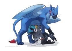 absurd_res akim animal_genitalia animal_penis anthro anthro_on_feral anthro_penetrated avian ball_grab balls beak bestiality bird blue_body blue_feathers blue_fur bodily_fluids buck_(realakim) cum deep_throat duo ejaculation equine_genitalia equine_penis feathers feral feral_penetrating feral_penetrating_anthro fur genital_fluids genitals grey_body grey_feathers gryphon hi_res kneeling male male/male mythological_avian mythological_creature mythology oral oral_penetration penetration penis redishdragie sex wings