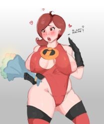 1girls bbw bbw_mom belly big_belly big_breasts bodysuit boobs_out breasts brown_hair busty busty_female chubby costume curvy disney elastigirl female female_focus female_only gift helen_parr justusername17 latex lipstick mature mature_female mature_woman milf mother nipples pixar pubic_hair short_hair solo superhero superhero_costume superheroine text the_incredibles thick_legs thick_thighs thigh_high_boots tight_clothing wide_hips