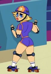 against_wall ai_generated bodysuit canon_genderswap cartoon_network helmet jawbreaker_joni johnny_test johnny_test_(series) roller_skates rule_63 solo standing warner_brothers