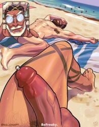 beach beach_background beard blonde_hair blonde_hair_male blonde_male boner daddy dilf egg_concept erection gay hairy hairy_armpits highres male male_only marvel marvel_rivals mr_fantastic mr_fantastic_(marvel_rivals) reed_richards reed_richards_(marvel_rivals) tattoo thor_(marvel) thor_(marvel_rivals)