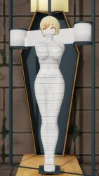 1girls blonde_hair bondage bound faf female fgh098765 mummy solo touhou yukari_yakumo