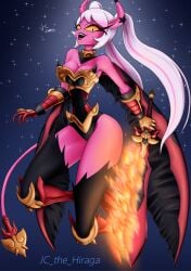 1girls 2d 2d_(artwork) 2d_artwork armored_boots armored_female armored_gloves bare_shoulders bare_thighs curvy curvy_female curvy_figure demon demon_girl demon_horns demon_wings digital_drawing_(artwork) digital_media_(artwork) erza_scarlet_(cosplay) fairy_tail fire flying helluva_boss horns jc_the_hiraga long_hair long_hair_female medium_breasts metal_boots pink_body pink_skin pink_skinned_female succubus succubus_horns succubus_tail sword thick_thighs thighs twintails two_tone_hair verosika_mayday verosika_mayday_(helluva_boss) vivienne_medrano vivziepop white_and_pink_hair wings