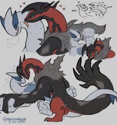absurd_res anal anal_sex anthro balls bodily_fluids breed claws cum dangodragon digital_media_(artwork) dragon duo feral generation_2_pokemon generation_6_pokemon genital_fluids genitals hi_res horn legendary_pokemon lugia male male/male male_penetrated male_penetrating male_penetrating_male mythological_creature mythological_scalie mythology nintendo penetration pokemon pokemon_(species) scalie sex simple_background tail text tongue white_body yveltal