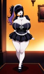 ai_generated black_hair breasts eyes_covered female goth goth_girl huge_breasts lilith_(oc) long_hair pale_skin purple_hair two_tone_hair