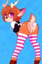 ass cute deer femboy finger_in_ass furry maid_uniform stockings