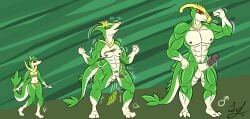 abs absurd_res animal_genitalia animal_penis anthro balls big_balls bodily_fluids clothing cum cum_drip dinosaur dripping equine_genitalia equine_penis erection eyelashes female flat_chested ftm_transformation gender_transformation generation_5_pokemon genital_fluids genital_transformation genitals green_body growth hadrosaurid hi_res intersex leaf_clothing lindwormduality lynn_(lindwormduality) male markings moan muscle_growth muscular muscular_male nintendo nipples ornithischian ornithopod parasaurolophus pecs penis plant pokemon pokemon_(species) prehistoric_species pubes red_eyes reptile scalie servine solo species_transformation tan_body torn_clothing transformation vines yellow_markings