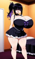 ai_generated black_hair breasts eyes_covered female goth goth_girl huge_breasts lilith_(oc) long_hair purple_hair two_tone_hair