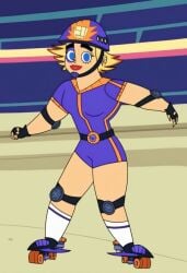 ai_generated bodysuit canon_genderswap cartoon_network helmet jawbreaker_joni johnny_test johnny_test_(series) roller_skates rule_63 solo standing warner_brothers