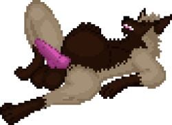 animal_genitalia animal_penis animated anthro balls belly_rub big_balls bloated brown_body brown_fur canid canine canine_genitalia canine_penis canis digitigrade fur genitals knot lying male mammal on_back penis teeth vore vorochi wolf