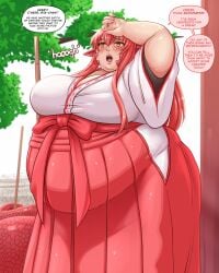 1girls bbw chubby chubby_female fat_fetish female lamia meatpedal miia_(monster_musume) monster_girl monster_musume_no_iru_nichijou red_hair shrine_maiden snake snake_girl snake_tail weight_gain weight_gain_sequence