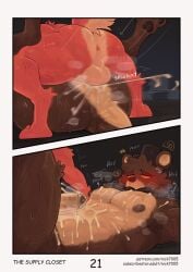 2boys anal anal_sex animal_genitalia animatronic anthro anus ass backsack bear blush bodily_fluids canid canine cum cum_in_ass cum_inside cumming_from_anal_sex cumming_together cumming_while_penetrating cumshot dialogue ejaculation english_text erection five_nights_at_freddy's fnaf fox foxy_(fnaf) freddy_(fnaf) furry gay gay_sex legs_up living_machine looking_pleasured male male/male male_only mating_press nick7005 nude on_back penetration robot scottgames sex small_dom_big_sub spread_legs sweat sweating