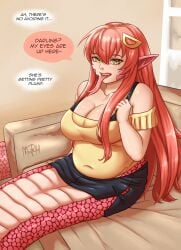 1girls bbw belly big_breasts breasts fat_fetish female lamia meatpedal miia_(monster_musume) monster_girl monster_musume_no_iru_nichijou snake snake_girl snake_tail