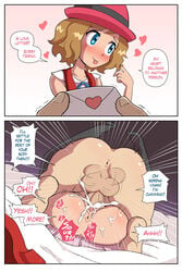 1boy 1girls 2koma :p anus ass bare_shoulders bed bed_sheet before_and_after big_ass big_penis big_testicles blonde_hair blue_eyes blush bouncing_testicles chubby clothed clothes_removed comic cum cum_in_pussy cum_inside english eyelashes fat-kun fat_man female female_orgasm hat heart huge_ass huge_penis human instant_loss_2koma large_ass letter light_brown_hair long_penis looking_away love_letter lying male mating_press missionary_position moaning motion_lines nintendo nude on_back on_bed on_top orgasm penis pokeharlot pokemon pokemon_xy purple_background pussy rough_sex serena_(pokemon) sex short_hair size_difference smile speech_bubble spread_legs straight testicles text thick_penis thighhighs tierno_(pokemon) tongue tongue_out trembling uncensored vaginal_penetration veins veiny_penis white_border