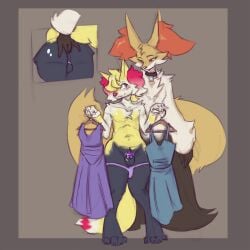 2024 anal anal_fingering anal_sex anthro anus arino ass balls blush braixen canid canine chastity_cage chastity_device chi_(mischiefmaster) clothed clothes_hanger clothing cutaway delphox digital_media_(artwork) duo fan_character fingering fur generation_6_pokemon genitals grey_(dgbraixen) heart_eyes heart_symbol hi_res humanoid_genitalia humanoid_penis inner_ear_fluff lockball male male/male male_penetrated male_penetrating male_penetrating_male mammal nintendo nude panties panties_down partially_clothed penetration penis pokemon pokemon_(species) red_eyes sex simple_background size_difference small_penis tail tuft underwear underwear_down