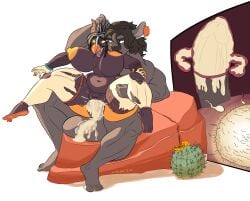 2020 absurd_res ahe_gao anthro anthro_on_anthro anthro_penetrated anthro_penetrating anthro_penetrating_anthro areola balls big_balls big_breasts big_penis black_body black_fur black_hair bodily_fluids bottomwear bouncing_breasts bovid bovine breast_play breast_suck breasts bull_(giegues) cactus cattle chair_position cima_(sheep_of_autumn) clitoris clothing colored cum cum_in_fallopian_tubes cum_in_uterus cum_in_vagina cum_inside cum_on_balls cum_on_penis cum_splatter digital_drawing_(artwork) digital_media_(artwork) duo ear_piercing ear_tag ejaculation feet female female_anthro female_penetrated from_behind_position fucked_silly fur genital_fluids genitals hair hi_res horn huge_balls huge_cock humanoid_feet impregnation kobold looking_pleasured male male/female male_anthro male_penetrating male_penetrating_female mammal mostly_nude mostly_nude_anthro mostly_nude_female muscular muscular_anthro muscular_male nipples nude nude_anthro nude_male ovum penetration penile penile_penetration penis penis_in_vagina piercing plant plantigrade pulling_hair purple_body pussy scalie sex shaded sheep_of_autumn sitting sperm_cell spread_legs spreading sucking tongue tongue_out torn_bottomwear torn_clothing torn_thigh_highs touching_hair uterus vaginal_fluids vaginal_penetration vaginal_squirting vulva yellow_areola yellow_nipples