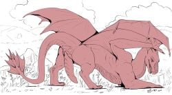 2025 ass claws cloacal_penis cloud digitigrade dragon erection european_mythology feral fin finger_claws genitals grass gryph000 long_neck male membrane_(anatomy) membranous_wings muscular muscular_feral muscular_male mythological_creature mythological_scalie mythology open_mouth partially_colored penis plant presenting presenting_hindquarters presenting_penis quadruped rock scalie signature sky snout solo tail tail_fin toe_claws western_dragon wing_claws wings