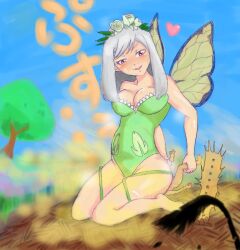 1boy 1girls 2016 2d 2d_(artwork) 2d_artwork aroused brap breasts color evil_grin facesitting fairy fairy_wings fart fart_cloud fart_fetish fart_torture farting_in_face farting_on_another female gassy giant_fairy giant_female giantess japanese_text larger_female leotard male original passing_gas pooting red_eyes relief sadism silver_hair sitting sitting_on_person size_difference smaller_male smug sweat thick_thicks thighs torture white_hair wide_hips wilting_flowers wilting_plants