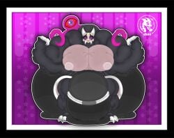 abs absurd_res alien anthro balls big_balls big_bulge big_horn big_muscles big_pecs big_penis black_clothing black_underwear bone bulge claws clothed clothing controlled demon detailed_bulge disney duo fur genitals grey_arms grey_body grey_fur grey_legs hi_res horn huge_balls huge_bulge huge_cock huge_muscles huge_pecs humanoid hyper hyper_balls hyper_bulge hyper_genitalia hyper_muscles hyper_penis jdbo-arts king_clawthorne looking_at_viewer male muscular nipples parasite partially_clothed pecs penis possession purple_body purple_eyes red_sclera royalty simple_background skull skull_head takeover the_owl_house titan_(the_owl_house) underwear