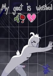 1boy asriel_dreemurr ass balls male male_only meme nude penis scrufntuff shower solo tagme undertale wet