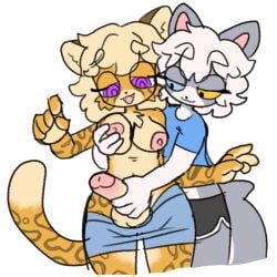 2024 :3 after_transformation anthro areola balls bottomwear bottomwear_down breast_fondling breast_grab breast_play breasts chest_tuft clothed clothing countershading dipstick_tail domestic_cat duo felid feline felis fondling genitals gynomorph hair hand_on_breast handjob handjob_from_behind heterochromia hi_res holding_head human_to_anthro humanoid_genitalia humanoid_penis intersex male male/male mammal markings mtg_crossgender mti_crossgender nipples open_mouth pants pants_down partially_clothed penile penis pop_(popstick) popstick rule_63 sex shark_tail shorts species_transformation spiral_eyes tail tail_markings transformation transformation_through_kiss tuft white_hair yellow_sclera