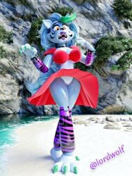 16:9 2025 3d_(artwork) 4_fingers animatronic anthro areola black_nose breasts canid canine canis claws clothed clothing digital_media_(artwork) ear_piercing ear_ring english_text eyebrows female fingers five_nights_at_freddy's five_nights_at_freddy's:_security_breach flashlight genitals glistening glistening_body green_claws green_highlights grey_hair hair hi_res highlights_(coloring) lipstick looking_at_viewer lordwolf machine makeup mammal nipples open_mouth piercing pink_areola pink_nipples pointy_ears prick_ears purple_lipstick pussy ring_piercing robot robot_anthro roxanne_wolf_(coolioart) roxanne_wolf_(fnaf) scottgames solo steel_wool_studios text urethra uvula widescreen wolf yellow_eyes