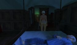 3d ass ass_focus bed bedroom beldingford'_s_mistress bottomless corset hitman hitman_contact_(2004) io-interactive maid maid_headdress mansion official_art screenshot sleeping video_games winston_beldingford