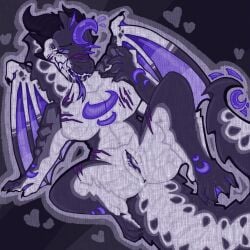1:1 anonymous_artist anthro anus big_breasts bodily_fluids breasts cum cum_in_mouth cum_inside dragon featureless_breasts female flying_sweatdrops genital_fluids genitals heart_symbol hi_res horn leaking_cum leaning mythological_creature mythological_scalie mythology open_mouth outline purple_background purple_body purple_eyes purple_scales purple_tongue pussy scales scalie scar simple_background solo spread_legs spreading sweat sweatdrop tail tongue tongue_out white_body white_scales wings x_anus