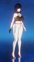 3d ecchi game genshin_impact huge_breasts leggings mod sports_bra thick_ass thick_hips thick_thighs wide_hips yelan_(genshin_impact)