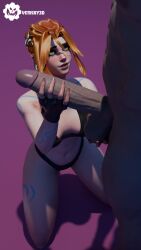 1boy 1girls 3d blizzard_entertainment erection female freja_(overwatch) huge_cock male overwatch penis penis_awe red_hair vemsky3d