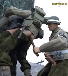 anal anal_insertion anal_sex army erection exhibitionism fucked_from_behind fucking gay gay_male gay_sex jerking_off jerkingoff male masturbation medal_of_honor_airborne military nightstick nightstick_dildo outdoors soldier soldiers threesome tommys_eagle_hq uniform ww2