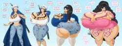 1girls 2d 2d_(artwork) ass_expansion bimbo bimbo_lips bimbofication black_hair blue_background blue_eyes brain_drain breast_expansion breasts breasts_bigger_than_head breasts_bigger_than_torso cleavage clothing clothing_transformation color colored comic comic_page daisy_dukes dialogue earrings female female_only gender_transformation genderswap genderswap_(mtf) hair_growth hi_res highres hoop_earrings hoop_earrings_oversized huge_ass huge_breasts huge_thighs hyper_ass hyper_bimbo hyper_breasts intelligence_loss iq_loss light-skinned_female light_skin mental_transformation one_piece rule_63 saturnxart sequence shounen_jump solo solo_female speech speech_bubble tattoo tattoo_on_breast tattoo_on_chest text thick_thighs thigh_expansion trafalgar_law trafalgar_law_(female) tramp_stamp transformation_sequence