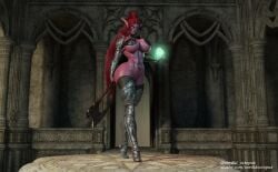 3d 3d_(artwork) aetyra_irsidal armor armored_female death_knight death_knight_(warcraft) glowing_eyes night_elf night_elf_death_knight night_elf_female purple_body purple_skin purple_skinned_female red_hair red_hair_female sordidoctopus warcraft world_of_warcraft