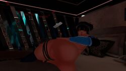 butt_close-up cosplay fully_nude kitana_(cosplay) laying_on_side thigh_strap thighhighs vrchat vrchat_avatar