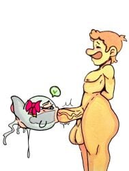 1boy 1girls arms_behind_back balls big_penis big_thighs boo_(mario) bow brown_hair chompydraws cum cum_in_mouth cum_inside duo ejaculation enormous_penis erection facial_hair female genitals ghost ghost_girl gigantic_penis huge_cock huge_thighs interspecies lady_bow large_penis large_thighs light-skinned_male light_skin luigi male male/female mario_(series) massive_penis massive_thighs nintendo nude nude_male oral oral_sex paper_mario penis sex straight straight_sex testicles thick_thighs thighs vein veiny_penis white_background