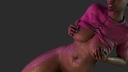 2025 3d athletic_female big_breasts big_breasts blender dark-skinned_female exposed_breasts exposed_pussy left_4_dead left_4_dead_(series) left_4_dead_2 rochelle_(left_4_dead) sfm_nsfw simple_background smiling smirk teasing teasing_viewer valve wet wet_skin