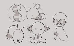 2025 2boys ambiguous_species anal anal_sex anal_sex animal_genitalia animal_penis anthro anus bent_over biped cofecwisp feral gay humanoid humanoid_penis male male_only monochrome non-human nub_feet nude nude_male oc penis pokemon pokemon_(species) presenting_hindquarters sex sex_from_behind shorts shorts_down tagme white_background whore_eyes wooper