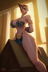 2d 2d_(artwork) 2d_artwork alien alien_girl alien_humanoid artist_name artist_signature barretxiii big_breasts cat_ears cat_girl catgirl cuff_(restraint) cuffs degradation female female_only humiliation miraj_scintel pinup queen restrained slave slave_bikini slave_leia_(cosplay) slave_outfit slavegirl star_wars star_wars:_the_clone_wars thick_thighs torture watermark wooden_horse zygerrian