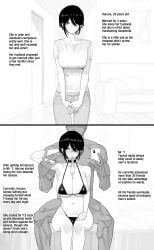 1boy 1girls absurd_res absurdres big_breasts black_hair breasts cheating cheating_wife choker condom condom_in_mouth dark-skinned_male dark_skin english_text female female_focus hi_res highres imminent_sex light-skinned_female light_skin male mole monochrome muscular muscular_male netorare original phone ratatatat74 short_hair smartphone straight sweat sweatdrop sweating taking_photo taking_picture text