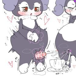 2025 anthro balls blush bodily_fluids brown_eyes closed_eyes container covering covering_face cum cumshot cup cutlery digital_media_(artwork) duo ejaculation erection female generation_8_pokemon genital_fluids genitals heart_pupils hi_res indeedee kitchen_utensils male masturbation nintendo object_in_pussy penis pokemon pokemon_(species) pussy sakaniyame simple_background spoon tapering_penis tea_cup tears telekinesis telekinetic_masturbation tools vaginal_fluids vaginal_squirting white_background