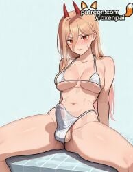 1girls 2025 ai_generated artist_name bikini blonde_hair blush bulge chainsaw_man cock dick erection female foxenpai futa_sans_pussy futanari gradient gradient_background hair_between_eyes hi_res high_quality high_resolution highres horns legs_apart legs_spread long_hair navel open_legs patreon patreon_username penis power_(chainsaw_man) sitting solo splayed_legs spread_legs stable_diffusion sweatdrop swimsuit testicles watermark white_bikini