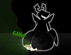 ambiguous_gender anthro antlers ass big_butt black_background black_body deltarune digital_media_(artwork) duo eyewear facesitting fart fart_cloud fart_fetish farting_on_another farting_on_face glasses hi_res horn huge_butt humanoid humanoid_on_anthro looking_back looking_pleasured male male/ambiguous musk musk_clouds musky_butt pincoosh questionable_consent ralsei rear_view shadow_creature signature simple_background sitting_on_another smile sound_effects the_knight_(deltarune) the_roaring_knight undertale_(series) vowelless vowelless_sound_effect